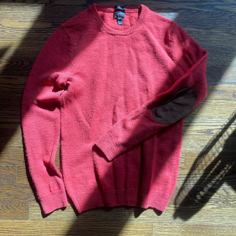 Jcrew merino wool sweater with leather elbow patches